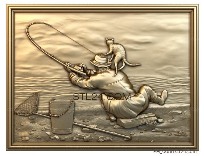 Art pano (The fisherman and the cat, PH_0086) 3D models for cnc