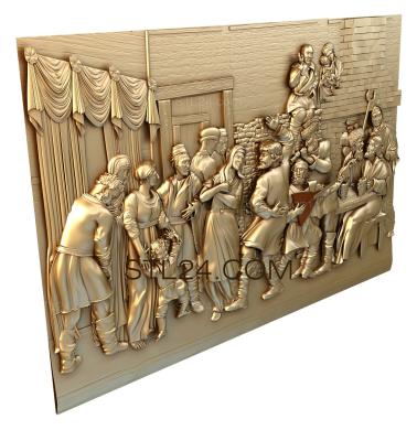 Панно художественные (Деревенское гуляние, PH_0124) 3D модель для ЧПУ станка