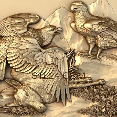 Art pano (Pair of eagles forest, PH_0129) 3D models for cnc