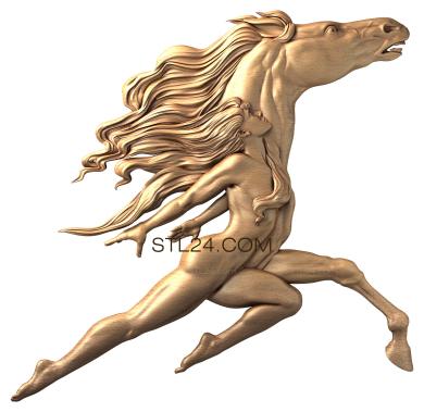 Панно художественные (Мужчина голова коня, PH_0153) 3D модель для ЧПУ станка