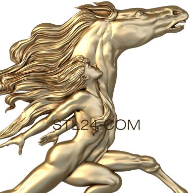 Панно художественные (Мужчина голова коня, PH_0153) 3D модель для ЧПУ станка