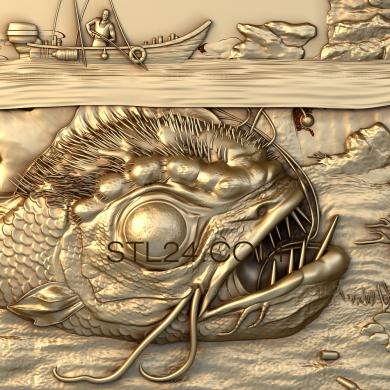 Панно художественные (Страшная рыба, PH_0158) 3D модель для ЧПУ станка
