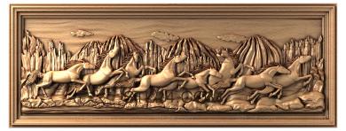 Панно художественные ( табун лошадей, PH_0161) 3D модель для ЧПУ станка