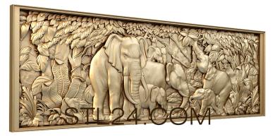Панно художественные (Слоны в рамке, PH_0186-1) 3D модель для ЧПУ станка