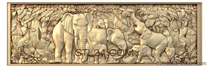 Панно художественные (Слоны в рамке, PH_0186-1) 3D модель для ЧПУ станка