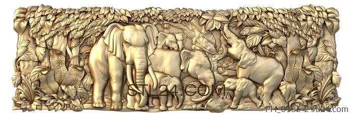 Панно художественные (Слоны, PH_0186-2) 3D модель для ЧПУ станка