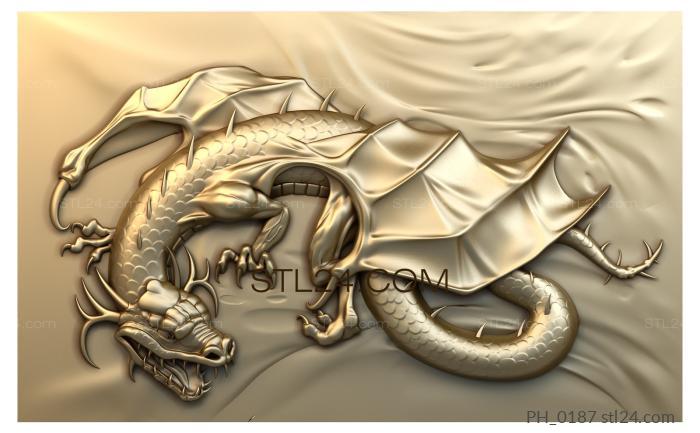 Панно художественные (Китайский дракон, PH_0187) 3D модель для ЧПУ станка