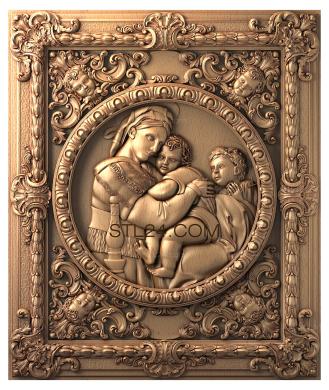 Art pano (Madonna and child and angel, PH_0204) 3D models for cnc
