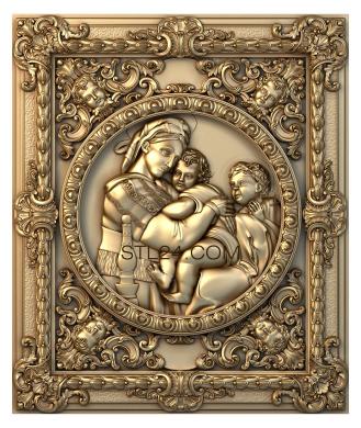 Панно художественные (Мадонна с младенцем и ангел, PH_0204) 3D модель для ЧПУ станка