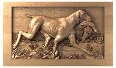 Art pano (Hunting dog with prey, PH_0209) 3D models for cnc