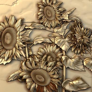 Art pano (Bouquet with sunflowers, PH_0226) 3D models for cnc
