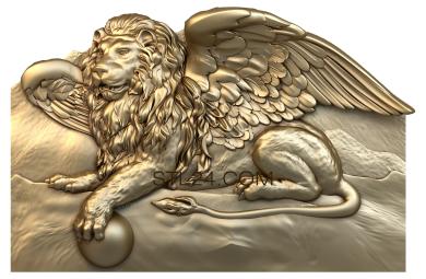 Панно художественные (Крылатый лев, PH_0235) 3D модель для ЧПУ станка