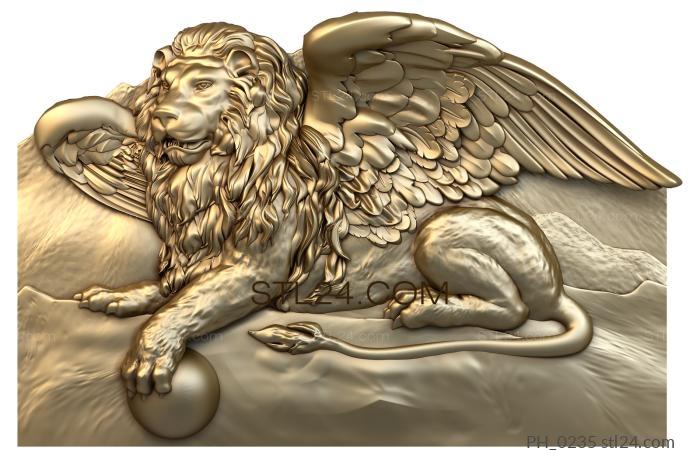 Панно художественные (Крылатый лев, PH_0235) 3D модель для ЧПУ станка