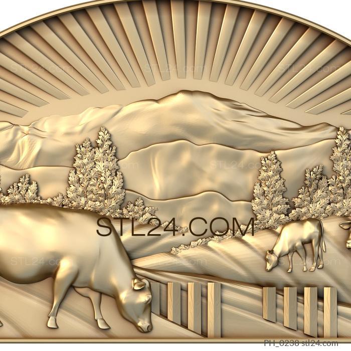 Art pano (Cows in the pasture, PH_0238) 3D models for cnc