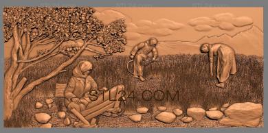 Art pano (Peasant women in the field, PH_0257) 3D models for cnc