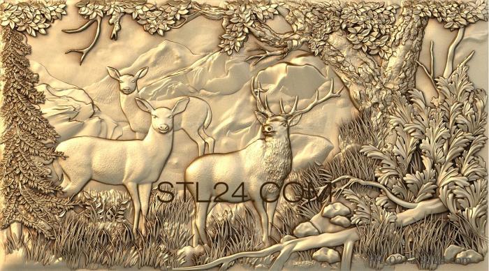 Art pano (Deer in the forest, PH_0273) 3D models for cnc