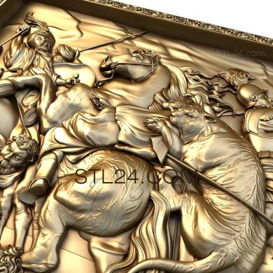 Панно художественные (Охота на тигров и львов рубенс, PH_0279) 3D модель для ЧПУ станка
