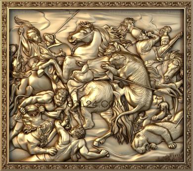 Art pano (Tiger and lion hunting rubens, PH_0279) 3D models for cnc