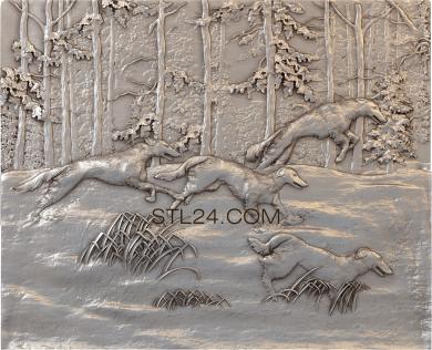 Art pano (Hounds in the forest, PH_0284) 3D models for cnc