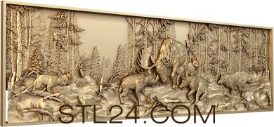 Art pano (Deer fights off wolves, PH_0286) 3D models for cnc