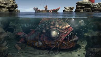 Art pano (Monster fish, PH_0290) 3D models for cnc