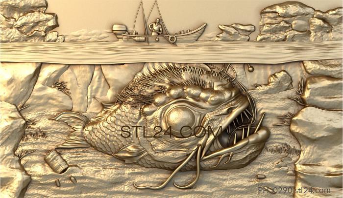 Art pano (Monster fish, PH_0290) 3D models for cnc