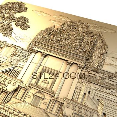 Панно художественные (Старый город, PH_0291) 3D модель для ЧПУ станка