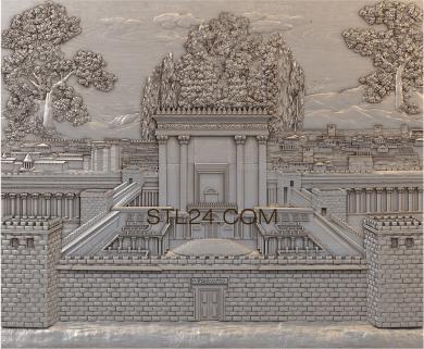 Панно художественные (Старый город, PH_0291) 3D модель для ЧПУ станка