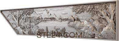 Панно художественные (Озеро и горы, PH_0297) 3D модель для ЧПУ станка