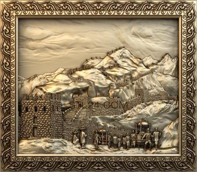 Панно художественные (Крепость в горах, PH_0308) 3D модель для ЧПУ станка