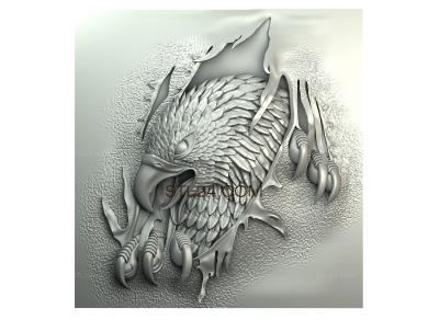 Панно художественные (Орел разрывает ткань, PH_0331) 3D модель для ЧПУ станка