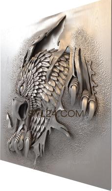 Панно художественные (Орел разрывает ткань, PH_0331) 3D модель для ЧПУ станка