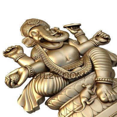 Панно религиозные (Индуистский бог Ганеша, 3д модель для ЧПУ, PR_0165) 3D модель для ЧПУ станка