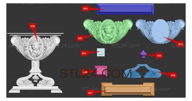 Подстолья (Голова льва, PDS_0114) 3D модель для ЧПУ станка