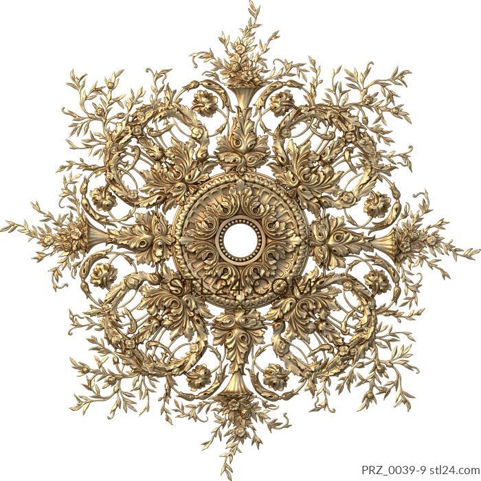 Ceiling rose (Spikelet madness, PRZ_0039-9) 3D models for cnc