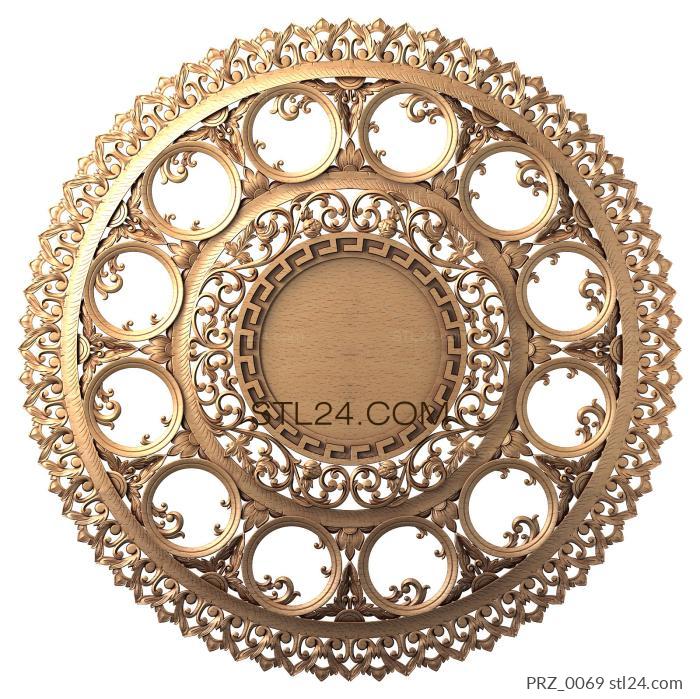 Ceiling rose (Raspberry round dance, PRZ_0069) 3D models for cnc