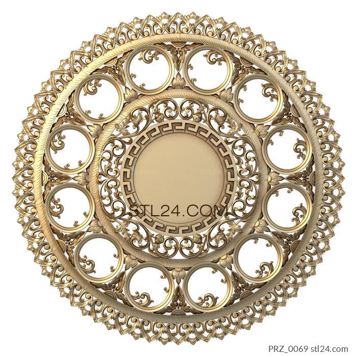 Ceiling rose (Raspberry round dance, PRZ_0069) 3D models for cnc