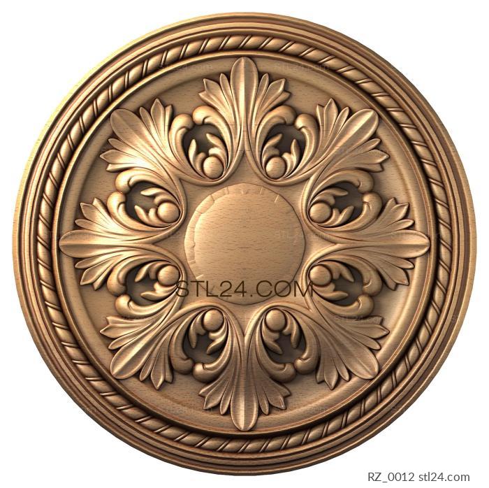 Rozette (Acanthus in a circle with an ornament, RZ_0012) 3D models for cnc