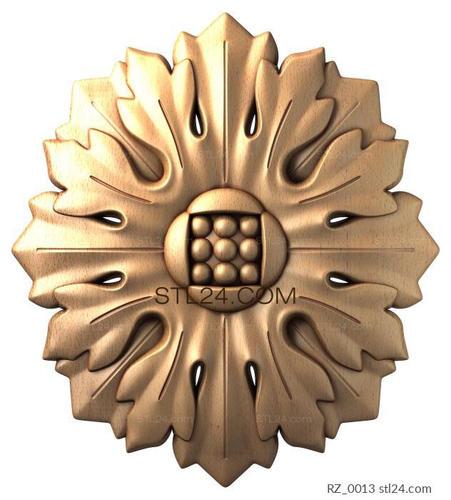 Rozette (Acanthus with a square center, RZ_0013) 3D models for cnc