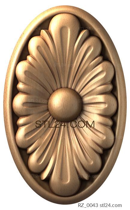 Rozette (Oval Flower, RZ_0043) 3D models for cnc
