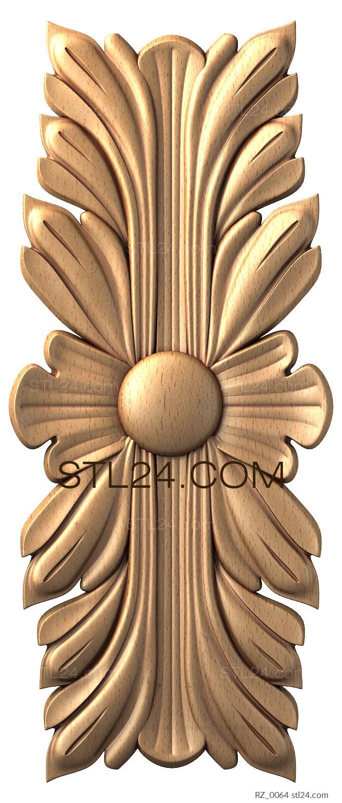 Rozette (Rectangle of leaves, RZ_0064) 3D models for cnc
