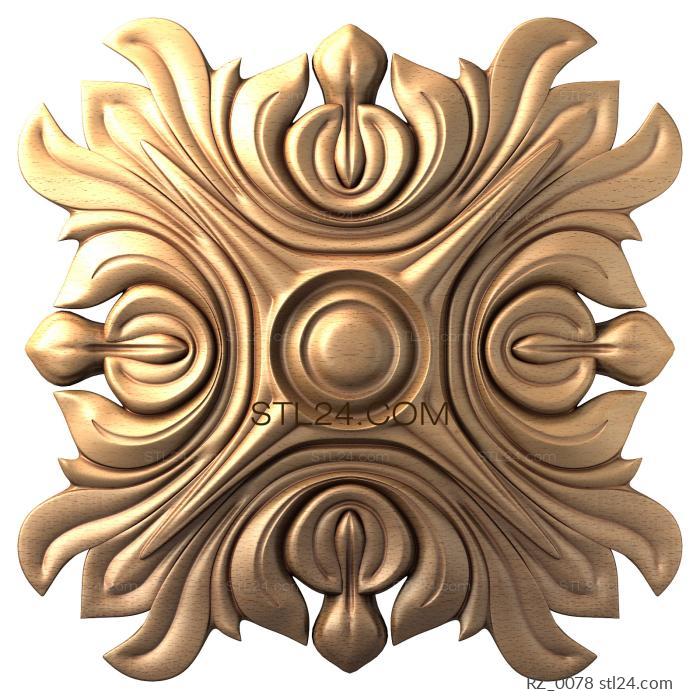 Rozette (Squared flames, RZ_0078) 3D models for cnc