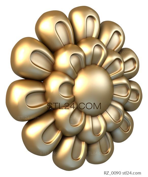 Rozette (Two-tiered flower, RZ_0090) 3D models for cnc