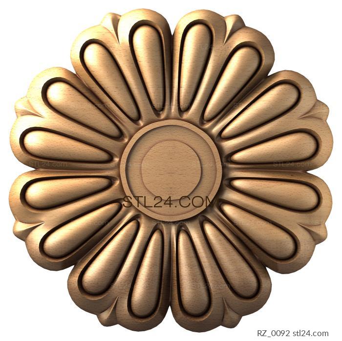 Rozette (Double petals, RZ_0092) 3D models for cnc