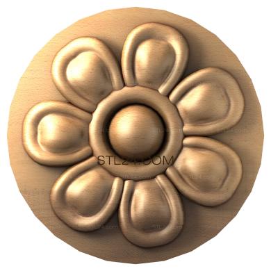 Розетки (Выпуклый цветок, RZ_0113) 3D модель для ЧПУ станка