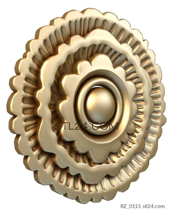 Rozette (Concave flower tiers, RZ_0115) 3D models for cnc
