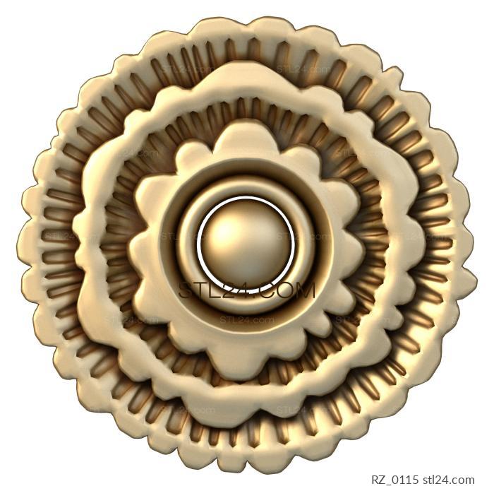 Розетки (Вогнутые цветочные ярусы, RZ_0115) 3D модель для ЧПУ станка