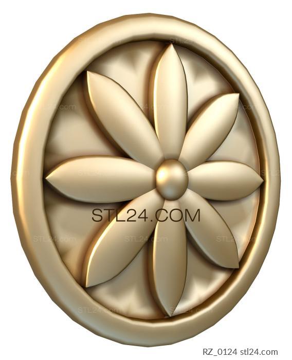 Rozette (Chamomile with border, RZ_0124) 3D models for cnc