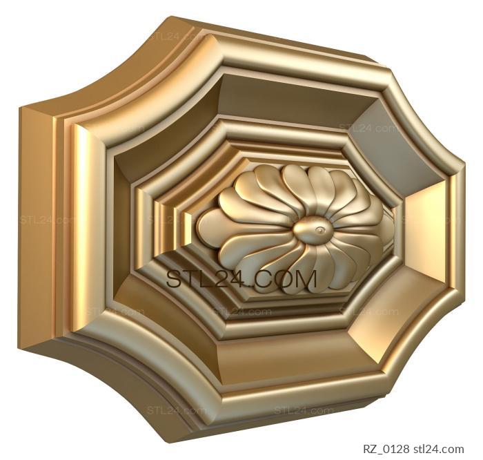Rozette (Flower brooch, RZ_0128) 3D models for cnc
