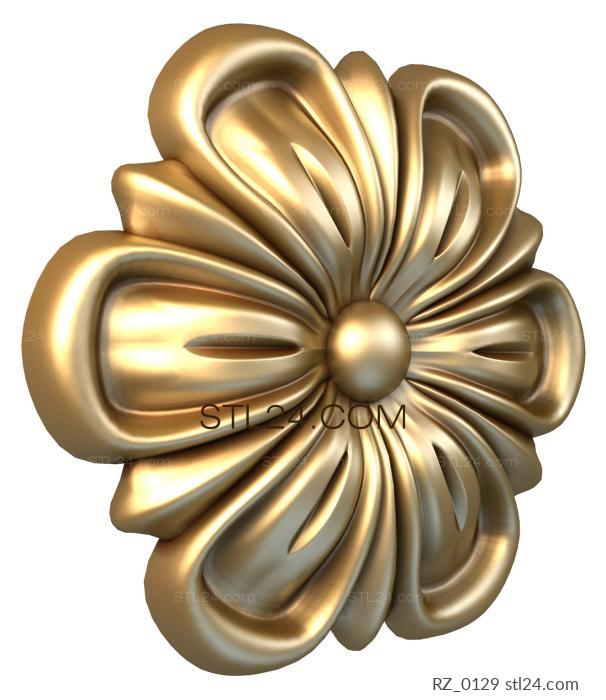Rozette (Flower with cut petals, RZ_0129) 3D models for cnc